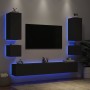 Muebles de TV de pared con luces LED 6 piezas negro de , Muebles TV - Ref: Foro24-3216889, Precio: 294,95 €, Descuento: %