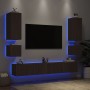 Muebles de TV de pared con luces LED 6 piezas marrón roble de , Muebles TV - Ref: Foro24-3216894, Precio: 253,72 €, Descuento: %