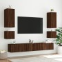 Muebles de TV de pared con luces LED 6 piezas marrón roble de , Muebles TV - Ref: Foro24-3216894, Precio: 253,72 €, Descuento: %
