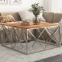 Mesa de centro acero inoxidable plateado y madera maciza acacia de , Mesas de centro - Ref: Foro24-349983, Precio: 178,95 €, ...