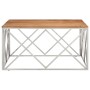 Mesa de centro acero inoxidable plateado y madera maciza acacia de , Mesas de centro - Ref: Foro24-349983, Precio: 178,95 €, ...