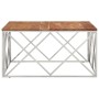 Mesa de centro acero inoxidable plateado y madera maciza acacia de , Mesas de centro - Ref: Foro24-349983, Precio: 178,95 €, ...