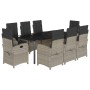Set comedor de jardín 9 pzas cojines ratán sintético gris claro en Conjuntos de jardín | Comprar online en Foru.es