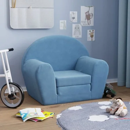 Sofá cama infantil felpa suave azul de , Mobiliario para bebés y niños pequeños - Ref: Foro24-356996, Precio: 45,40 €, Descue...