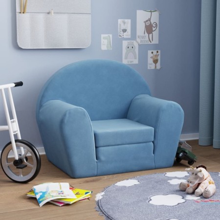 Sofá cama infantil felpa suave azul de , Mobiliario para bebés y niños pequeños - Ref: Foro24-356996, Precio: 46,05 €, Descue...