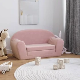 Sofá cama para niños de 2 plazas felpa suave rosa de , Mobiliario para bebés y niños pequeños - Ref: Foro24-357003, Precio: 7...