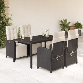 Set de muebles jardín 5 pzas con cojines ratán sintético negro en Conjuntos de jardín | Comprar online en Foru.es
