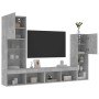 Muebles TV pared con LED 4 pzas madera ingeniería gris hormigón de , Muebles TV - Ref: Foro24-3216657, Precio: 177,62 €, Desc...