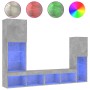 Muebles TV pared con LED 4 pzas madera ingeniería gris hormigón de , Muebles TV - Ref: Foro24-3216657, Precio: 177,62 €, Desc...