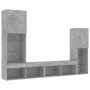 Muebles TV pared con LED 4 pzas madera ingeniería gris hormigón de , Muebles TV - Ref: Foro24-3216657, Precio: 177,62 €, Desc...