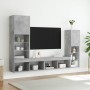 Muebles TV pared con LED 4 pzas madera ingeniería gris hormigón de , Muebles TV - Ref: Foro24-3216657, Precio: 177,62 €, Desc...