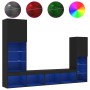 Muebles de TV de pared con LED 4 pzas madera ingeniería negro de , Muebles TV - Ref: Foro24-3216655, Precio: 180,13 €, Descue...
