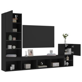 Muebles de TV de pared con LED 4 pzas madera ingeniería negro de , Muebles TV - Ref: Foro24-3216662, Precio: 169,82 €, Descue...