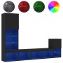 Muebles de TV de pared con LED 4 pzas madera ingeniería negro de , Muebles TV - Ref: Foro24-3216662, Precio: 169,82 €, Descue...