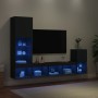 Muebles de TV de pared con LED 4 pzas madera ingeniería negro de , Muebles TV - Ref: Foro24-3216662, Precio: 169,82 €, Descue...