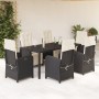 Set de comedor de jardín 7 pzas y cojines ratán sintético negro en Conjuntos de jardín | Comprar online en Foru.es