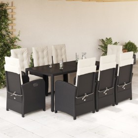 Set de comedor de jardín 9 pzas y cojines ratán sintético negro en Conjuntos de jardín | Comprar online en Foru.es