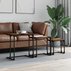 Mesas de centro apilables 3 pzas madera ingeniería roble humo de , Mesas de centro - Ref: Foro24-837819, Precio: 41,42 €, Des...