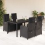 Set de muebles jardín 5 pzas con cojines ratán sintético negro en Conjuntos de jardín | Comprar online en Foru.es