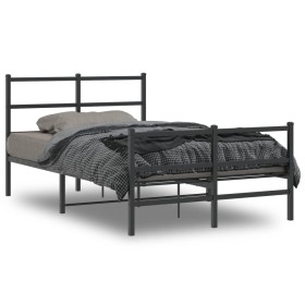 Estructura de cama con cabecero y estribo metal negro 120x190cm de , Camas y somieres - Ref: Foro24-355380, Precio: 84,20 €, ...