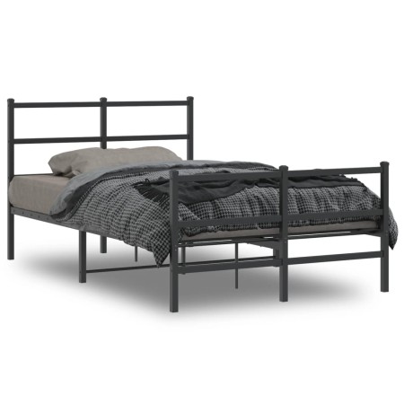 Estructura de cama con cabecero y estribo metal negro 120x190cm de , Camas y somieres - Ref: Foro24-355380, Precio: 84,20 €, ...