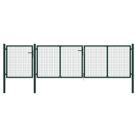 Puerta de jardín de acero verde 400x100 cm de vidaXL, Puertas de jardín - Ref: Foro24-144311, Precio: 453,62 €, Descuento: %