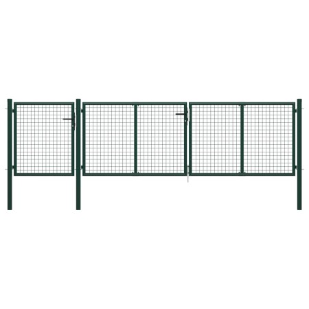 Puerta de jardín de acero verde 400x100 cm de vidaXL, Puertas de jardín - Ref: Foro24-144311, Precio: 453,62 €, Descuento: %