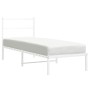 Estructura de cama de metal con cabecero blanco 75x190 cm de , Camas y somieres - Ref: Foro24-355404, Precio: 55,60 €, Descue...