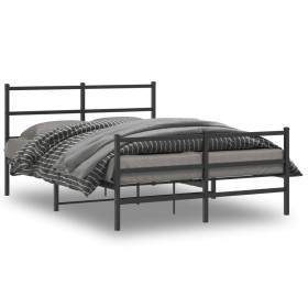 Estructura de cama con cabecero y estribo metal negro 135x190cm de , Camas y somieres - Ref: Foro24-355382, Precio: 95,19 €, ...