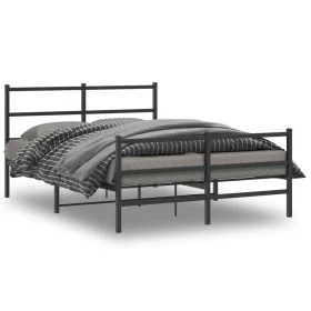 Estructura de cama con cabecero y estribo metal negro 135x190cm de , Camas y somieres - Ref: Foro24-355382, Precio: 93,88 €, ...