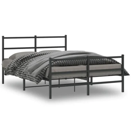 Estructura de cama con cabecero y estribo metal negro 135x190cm de , Camas y somieres - Ref: Foro24-355382, Precio: 93,88 €, ...