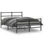 Estructura de cama con cabecero y estribo metal negro 135x190cm de , Camas y somieres - Ref: Foro24-355382, Precio: 95,19 €, ...