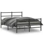 Estructura de cama con cabecero y estribo metal negro 135x190cm de , Camas y somieres - Ref: Foro24-355382, Precio: 93,88 €, ...