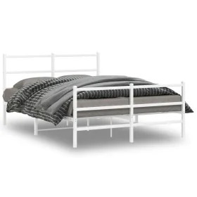 Metal bed frame with headboard and white footboard 135x190 cm by , Beds and slatted bases - Ref: Foro24-355431, Price: 86,27 ...