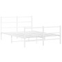 Estructura cama metal con cabecero y estribo blanco 135x190 cm de , Camas y somieres - Ref: Foro24-355431, Precio: 87,37 €, D...