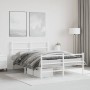 Estructura cama metal con cabecero y estribo blanco 135x190 cm de , Camas y somieres - Ref: Foro24-355431, Precio: 87,37 €, D...