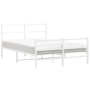Estructura cama metal con cabecero y estribo blanco 135x190 cm de , Camas y somieres - Ref: Foro24-355431, Precio: 87,37 €, D...