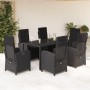 Set de comedor de jardín 7 pzas y cojines ratán sintético negro en Conjuntos de jardín | Comprar online en Foru.es
