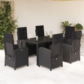 Set de comedor de jardín 7 pzas y cojines ratán sintético negro en Conjuntos de jardín | Comprar online en Foru.es