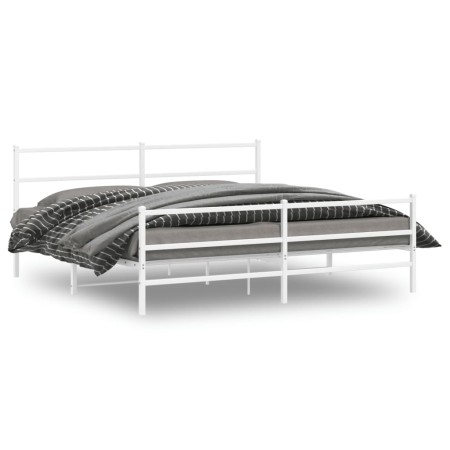 Estructura cama metal con cabecero y estribo blanco 193x203 cm de , Camas y somieres - Ref: Foro24-355438, Precio: 119,16 €, ...