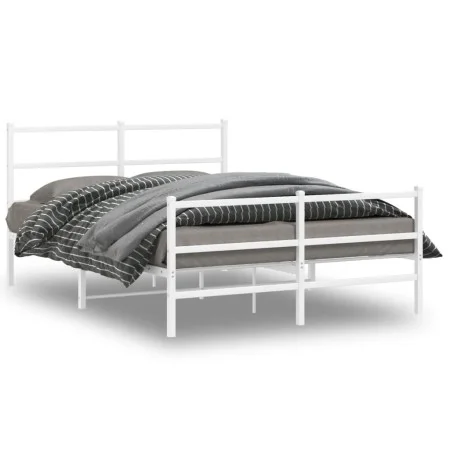 Metal bed frame with headboard and white footboard 140x200 cm by , Beds and slatted bases - Ref: Foro24-355433, Price: 91,13 ...