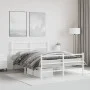 Metal bed frame with headboard and white footboard 140x200 cm by , Beds and slatted bases - Ref: Foro24-355433, Price: 91,13 ...