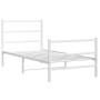 Estructura cama metal con cabecero y estribo blanco 90x200 cm de , Camas y somieres - Ref: Foro24-355425, Precio: 71,38 €, De...
