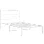 Estructura de cama de metal con cabecero blanco 107x203 cm de , Camas y somieres - Ref: Foro24-355410, Precio: 66,90 €, Descu...