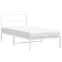 Estructura de cama de metal con cabecero blanco 107x203 cm de , Camas y somieres - Ref: Foro24-355410, Precio: 66,90 €, Descu...