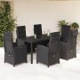 Set de comedor de jardín 7 pzas y cojines ratán sintético negro en Conjuntos de jardín | Comprar online en Foru.es