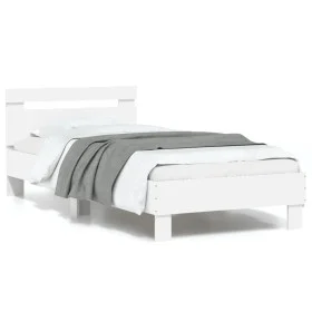 Estructura de cama con cabecero y luces LED blanco 90x190 cm de , Camas y somieres - Ref: Foro24-838743, Precio: 94,51 €, Des...