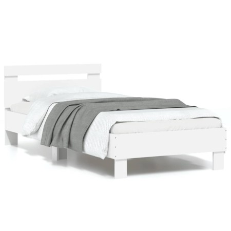 Estructura de cama con cabecero y luces LED blanco 90x190 cm de , Camas y somieres - Ref: Foro24-838743, Precio: 97,72 €, Des...