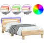 Estructura de cama cabecero luces LED roble Sonoma 90x200 cm de , Camas y somieres - Ref: Foro24-838717, Precio: 109,92 €, De...
