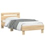 Estructura de cama cabecero luces LED roble Sonoma 90x200 cm de , Camas y somieres - Ref: Foro24-838717, Precio: 109,92 €, De...